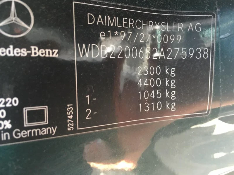 Продажа Mercedes-Benz S class 3.2 (224Hp) (112.922) RWD AT по запчастям