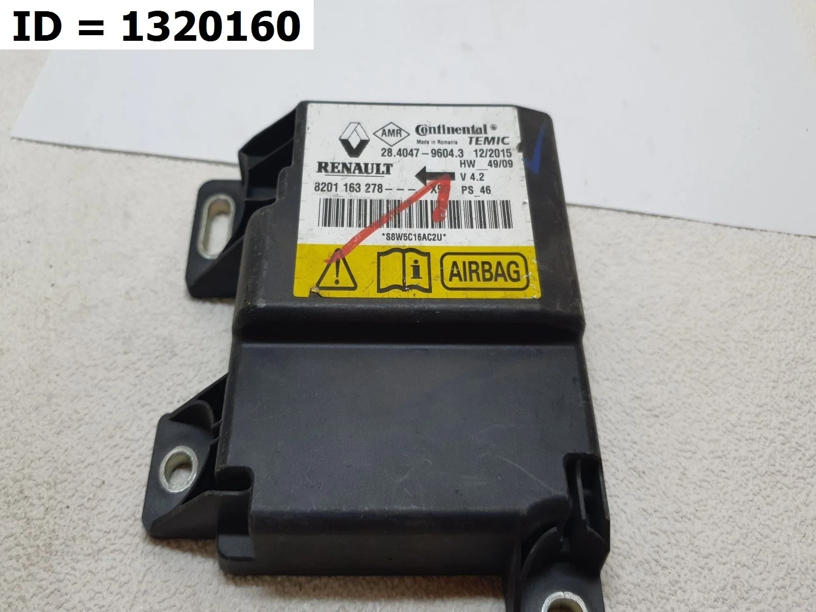 блок управления airbag Renault LOGAN 1, LS0G LS12 LS0H LS1Y  8201163278 2004-2016 (контрактная запчасть)