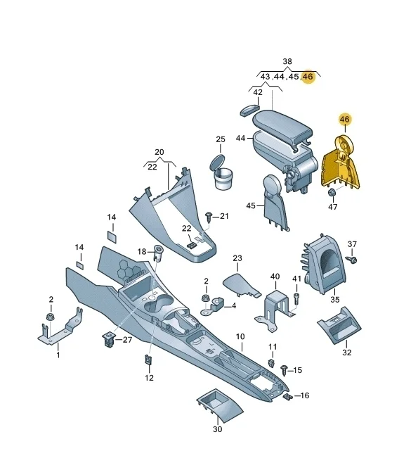 Накладка центральную консоль Volkswagen Polo 2013 Mk5