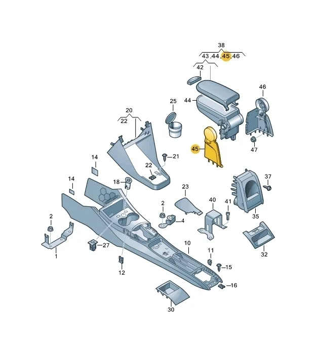 Накладка центральную консоль Volkswagen Polo 2013 Mk5