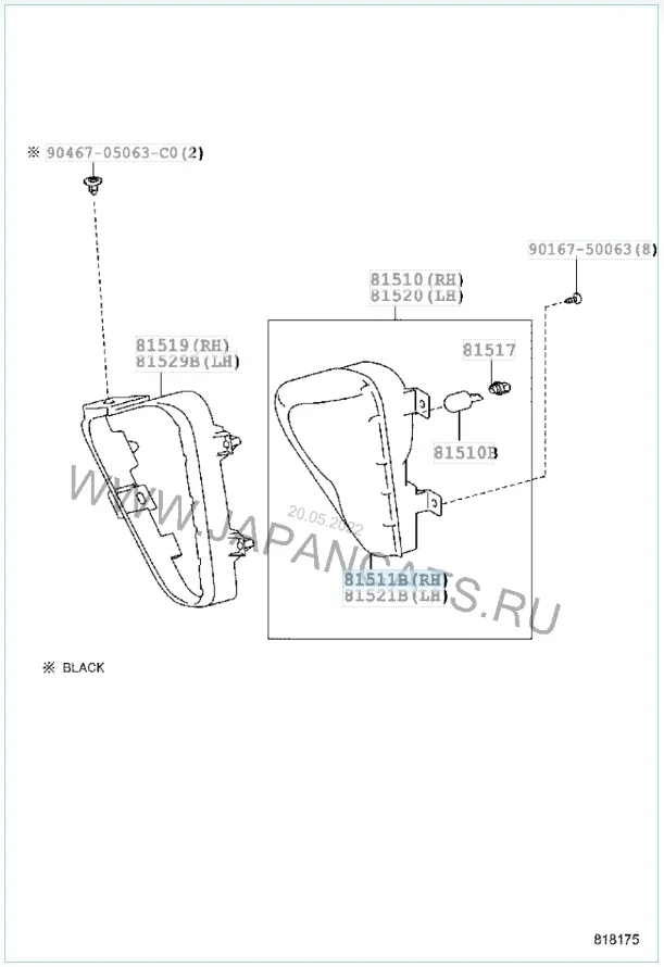 Повторитель указателя поворота Toyota Camry 2011-2018 XV50, XV55