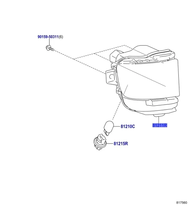 Фонарь противотуманный Toyota Land Cruiser 2008-2021 J200