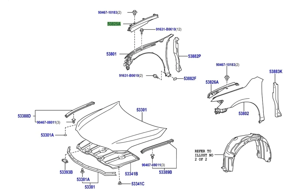 Накладка уплотнитель крыла Toyota Camry 2006 XV40