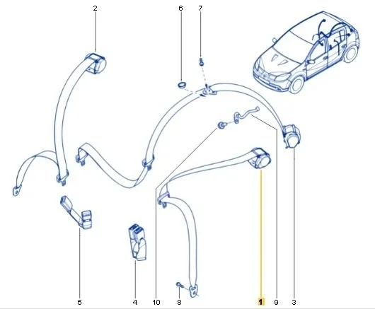 Ремень безопасности Renault Sandero 2014 BS11, B90