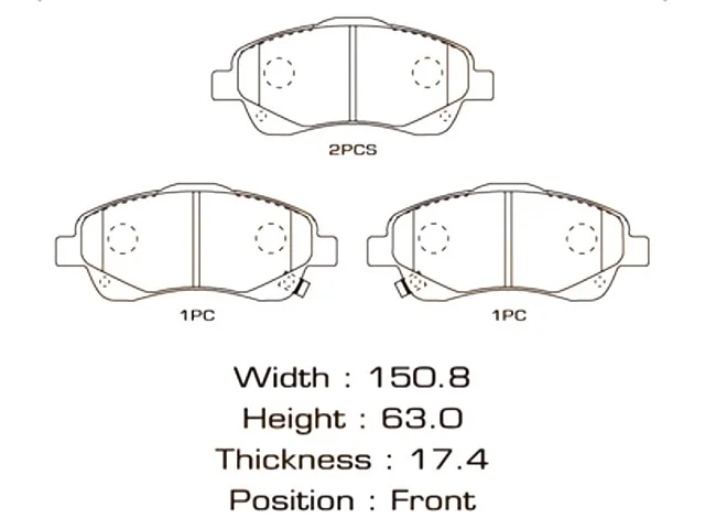 Колодки тормозные передние TOYOTA COROLLA VERSO R10 2004-2009, AVENSIS T250 2006-2008, AVENSIS T250 2003-2006