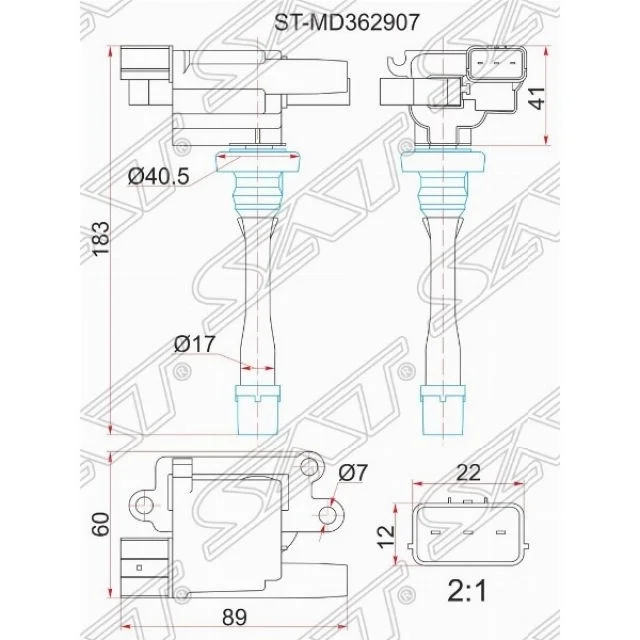 Катушка зажигания MITSUBISHI SPACE STAR DG 1998-2004, OUTLANDER CU 2003-2007, GALANT АМЕРИКА EA 2002-2003, LANCER IX CS 2003-2005