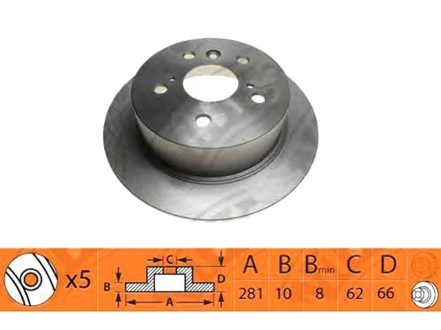 Диск тормозной задний TOYOTA CAMRY XV40 2006-2009, CAMRY XV40 2009-2011, CAMRY XV50 2011-2014, LEXUS ES V 350 GSV40 2006-2009