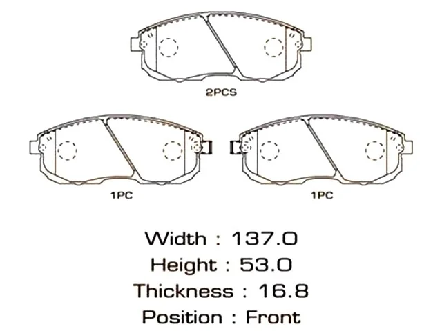Колодки тормозные передние NISSAN JUKE YF15 2014-2019, MAXIMA A32 1994-2000, PRIMERA III P12 2002-2008, TEANA J32 2008-2012, TEANA J32 2011-2014