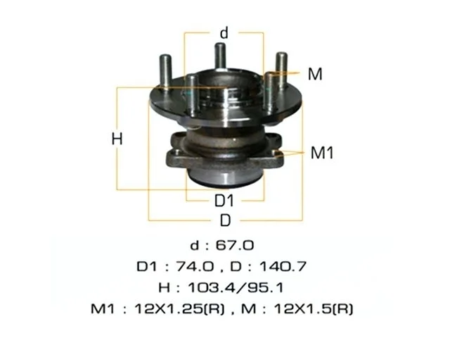 Ступица колеса задняя MITSUBISHI OUTLANDER XL CW 2007-2010, OUTLANDER XL CW 2010-2012, ASX GA 2010-2012, ASX GA 2012-2016