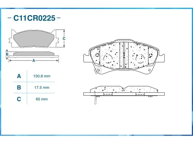 Колодки тормозные передние TOYOTA COROLLA E140 / E150 2006-2010, AURIS E150 2006-2010, AURIS E150 2010-2013, COROLLA E140 / E150 2010-2013