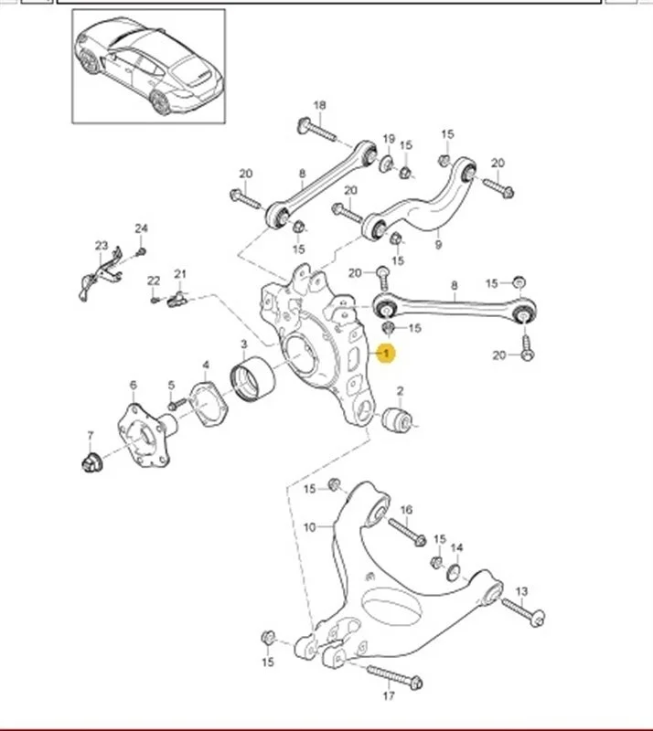 Кулак поворотный Porsche Panamera 2014 97033161203 970 CWAA, задний правый
