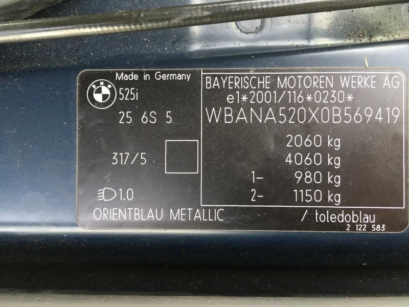 Продажа BMW 5er 2.5 (192Hp) (M54B25) RWD MT по запчастям