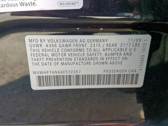 Продажа Volkswagen Passat CC 2.0 (210Hp) (CCZB) FWD AT по запчастям