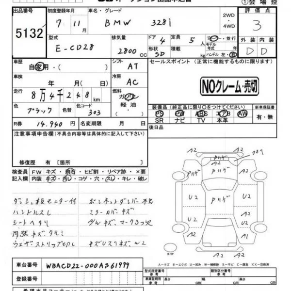 Продажа BMW 3er 2.8 (193Hp) (M52B28) RWD AT по запчастям