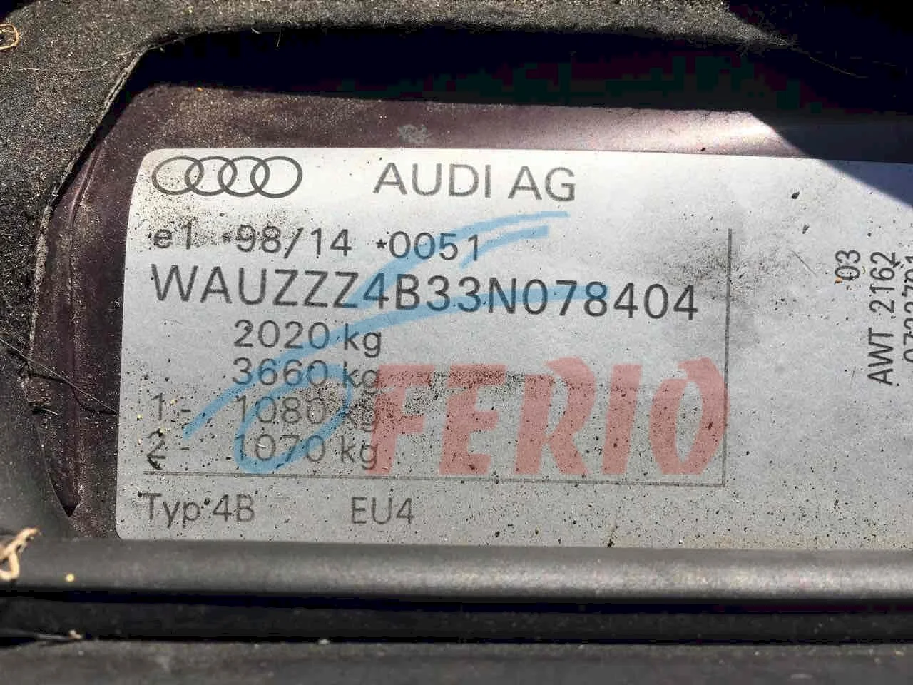 Продажа Audi A6 1.8 (150Hp) (AWT) FWD MT по запчастям